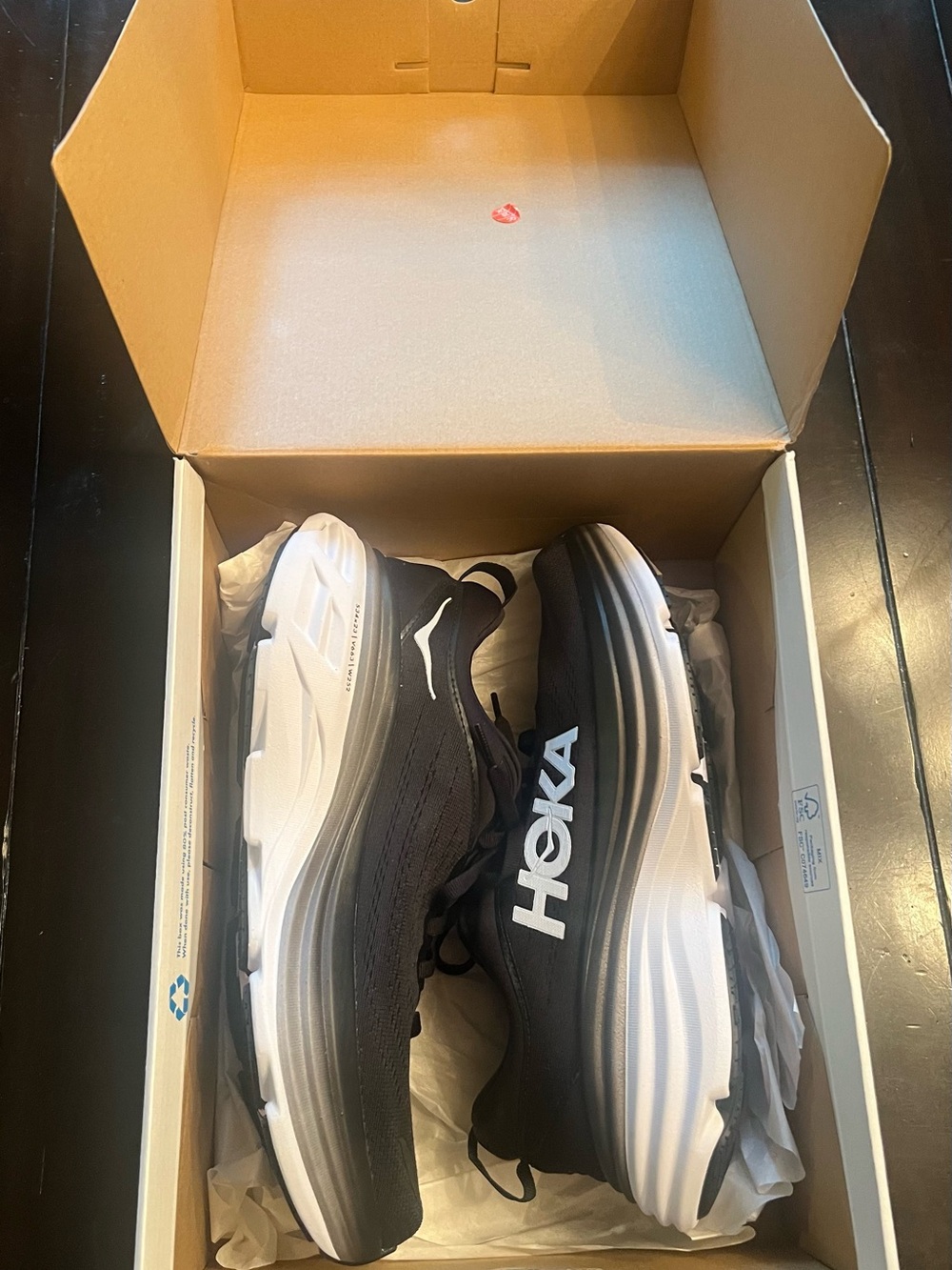 Hoka Women's Black Athletic Running Shoes with White Side Logo - Picture 6 of 7